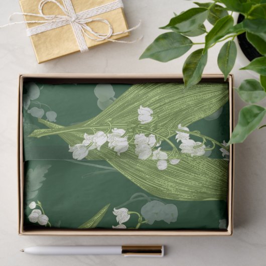 Lily of Valley mit Ferns | Dunkelgrün Seidenpapier (Geschenk)