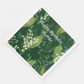 Lily of Valley mit Ferns | Dunkelgrün Serviette (Ecke)