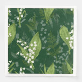 Lily of Valley mit Ferns | Dunkelgrün Serviette (Vorderseite)