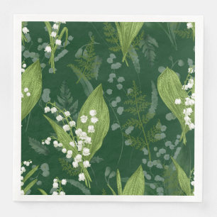 Lily of Valley mit Ferns   Dunkelgrün Serviette