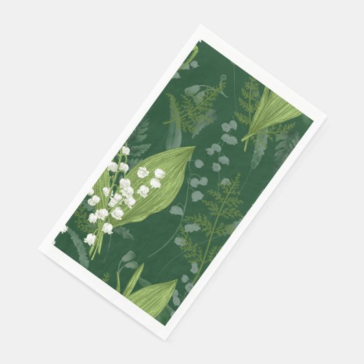 Lily of Valley mit Ferns | Dunkelgrün Serviette (Ecke)
