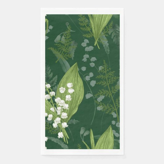 Lily of Valley mit Ferns | Dunkelgrün Serviette (Vorderseite)