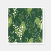 Lily of Valley mit Ferns | Dunkelgrün Serviette (Vorderseite)
