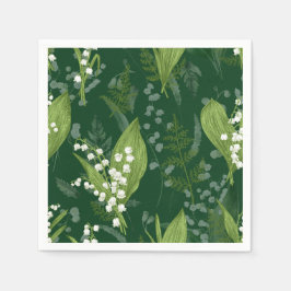 Lily of Valley mit Ferns | Dunkelgrün Serviette