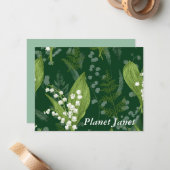 Lily of Valley mit Ferns | Dunkelgrüne Gewohnheit Mitteilungskarte (Vorderseite/Rückseite Beispiel)