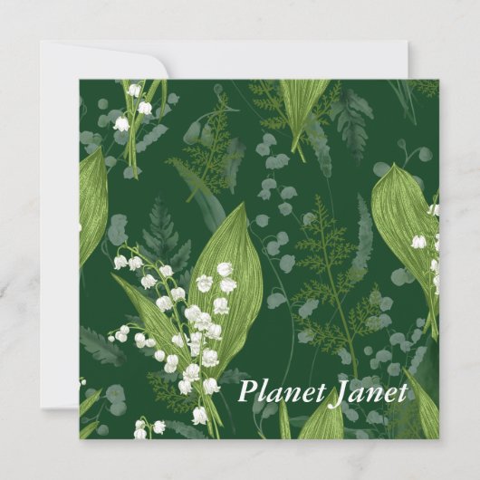 Lily of Valley mit Ferns | Dunkelgrüne Gewohnheit Mitteilungskarte (Vorderseite)
