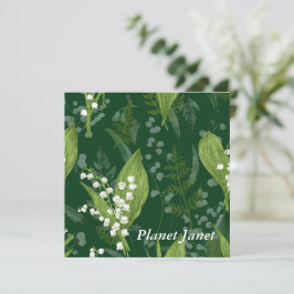 Lily of Valley mit Ferns | Dunkelgrüne Gewohnheit Mitteilungskarte