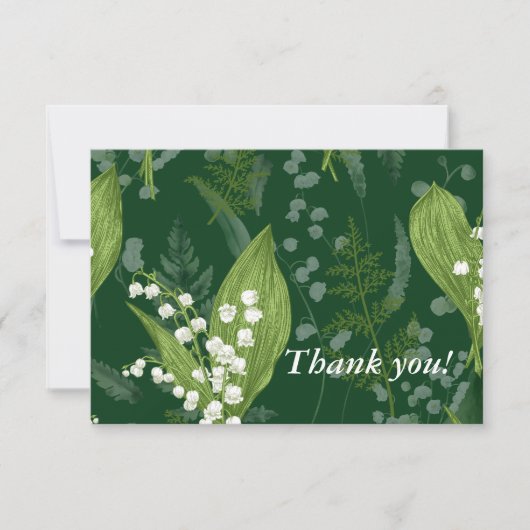 Lily of Valley mit Ferns | Dunkelgrüne Gewohnheit Mitteilungskarte (Vorderseite)