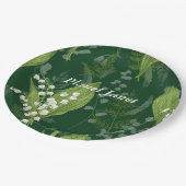 Lily of Valley mit Ferns | Dunkelgrüne Gewohnheit Pappteller (Schrägansicht)