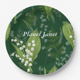 Lily of Valley mit Ferns   Dunkelgrüne Gewohnheit Pappteller