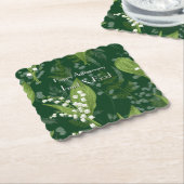 Lily of Valley mit Ferns | Dunkelgrüne Gewohnheit Untersetzer (angewinkelt)