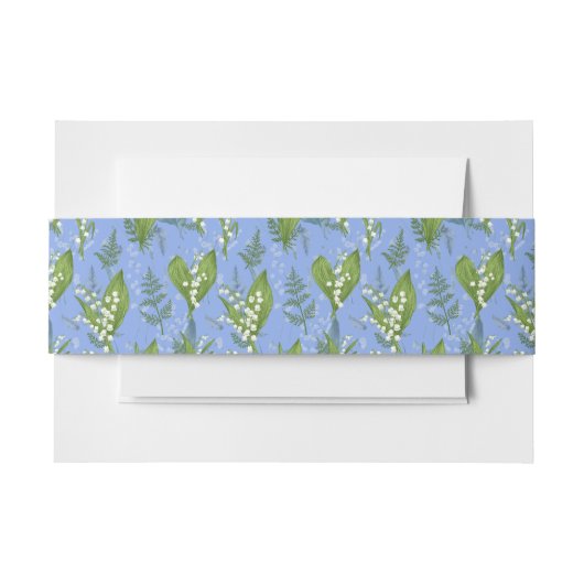 Lily of Valley mit Ferns | Mittelblau Einladungsbanderole (Vorderseite Beispiel)