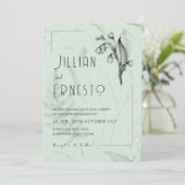 Lily of Valley mit Ferns | Sage Green Custom Einladung (Stehend Vorderseite)