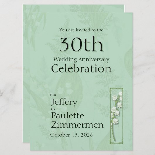 Lily of Valley mit Ferns | Sage Green Custom Einladung (Vorne/Hinten)