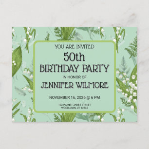 Lily of Valley mit Ferns Sage Green Custom Postkarte