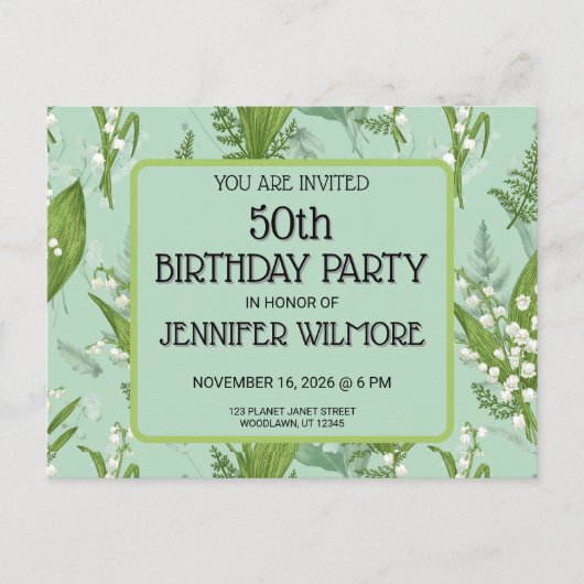 Lily of Valley mit Ferns | Sage Green Custom Postkarte (Vorderseite)