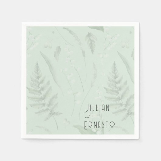 Lily of Valley mit Ferns | Sage Green Custom Serviette (Vorderseite)