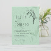 Lily of Valley mit Ferns | Weich grün mit Grafik Einladung (Stehend Vorderseite)