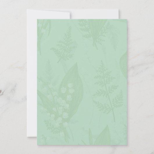 Lily of Valley mit Ferns | Weich grün mit Grafik Einladung (Rückseite)