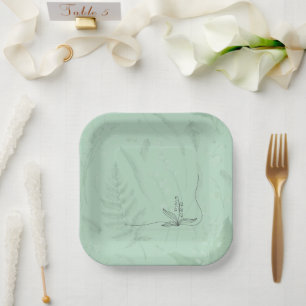 Lily of Valley mit Ferns   Weichgrün Pappteller