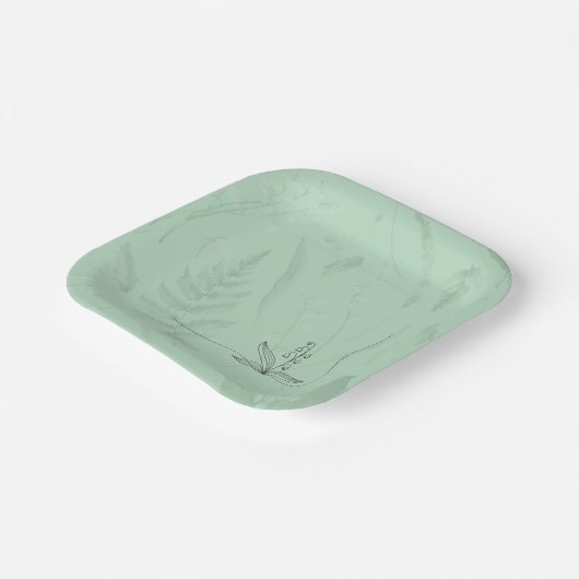 Lily of Valley mit Ferns | Weichgrün Pappteller (Gewinkelt)