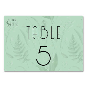 Lily of Valley mit Ferns   Weichgrüne 2-seitig Tischnummer