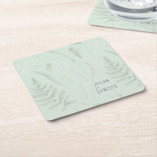 Lily of Valley mit Ferns | Weichgrüne Anwendung Rechteckiger Pappuntersetzer (angewinkelt)