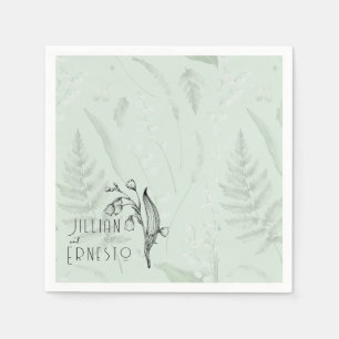 Lily of Valley mit Ferns   Weichgrüne Anwendung Serviette
