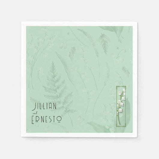 Lily of Valley mit Ferns | Weichgrüne Anwendung Serviette (Vorderseite)