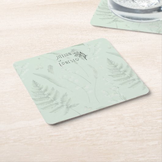 Lily of Valley mit Ferns | Weiße Anwendung Rechteckiger Pappuntersetzer (angewinkelt)