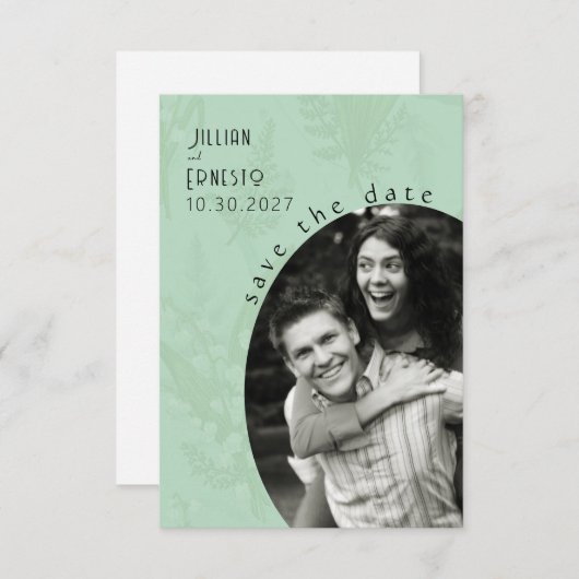 Lily of Valley | Sage Green Save the Date (Vorne/Hinten)