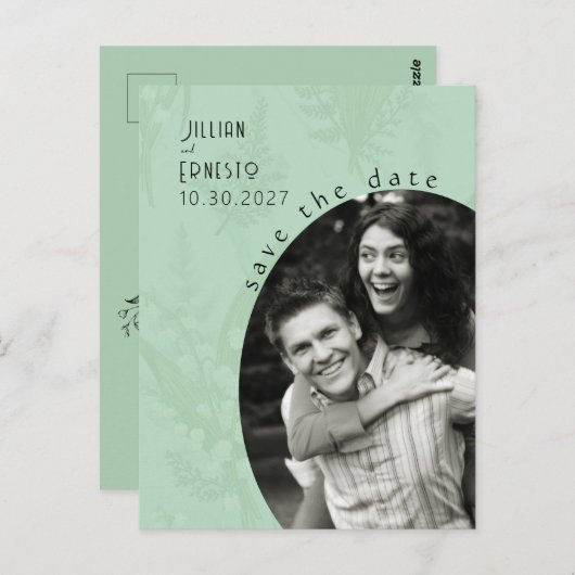 Lily of Valley | Sage Green Save the Date Postkarte (Vorne/Hinten)