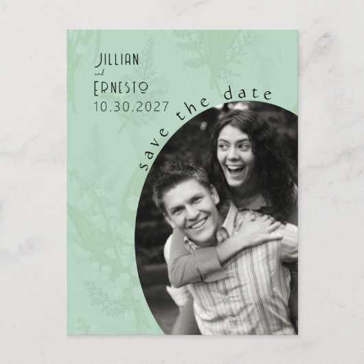 Lily of Valley | Sage Green Save the Date Postkarte (Vorderseite)