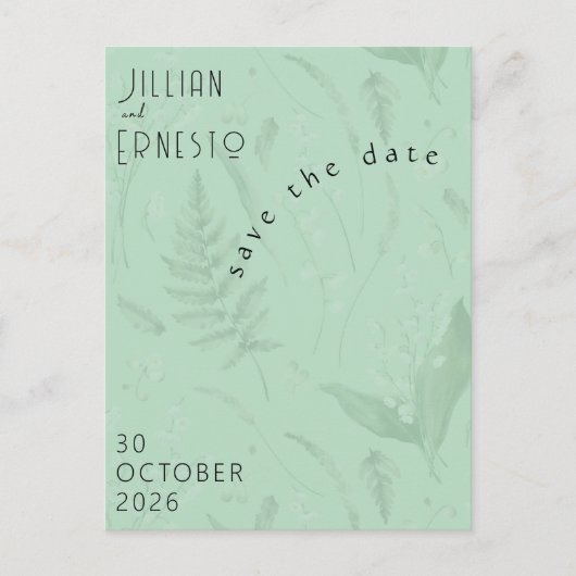 Lily of Valley | Weichgrünes Foto Save the Date Postkarte (Vorderseite)