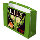 Lily-orange-Krate-Etikett der 1930er Jahre Große Geschenktüte (Rückseite Schrägansicht)