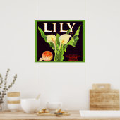 Lily-Orange-Krate-Etikett der 1930er Jahre Poster (Küche)