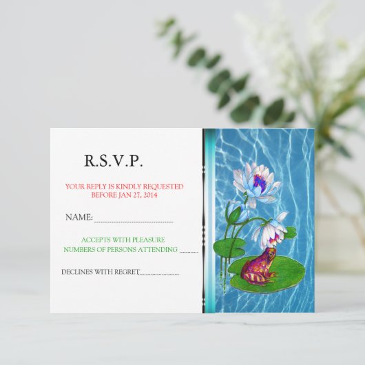 Lily Pad Einladung mit Frog UAWG Ankündigung (Stehend Vorderseite)