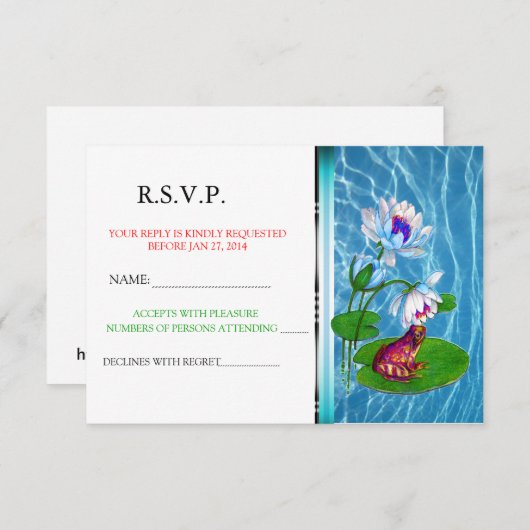 Lily Pad Einladung mit Frog UAWG Ankündigung (Vorne/Hinten)
