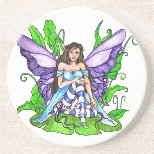 Lily Pad Fairy Sandstein Untersetzer (Vorne)