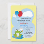Lily Pad Frosch mit Balloons Geburtstag Einladung (Vorderseite)