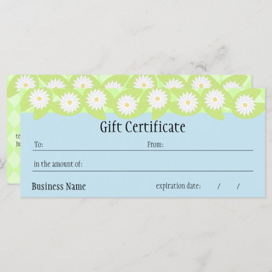 Lily Pad Gift Certificate (Vorne/Hinten)
