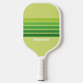 Lily Pad Green Across Striping with Name Pickleball Schläger (Rückseite)