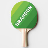 Lily Pad Green Bold Stripes with Name Tischtennis Schläger (Rückseite)