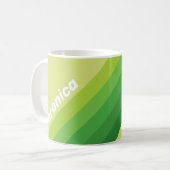 Lily Pad Green Stripes with Name Kaffeetasse (Vorderseite Links)