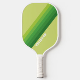 Lily Pad Green Stripes with Name Pickleball Schläger