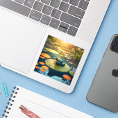 Lily Pad King - Square Vinyl Aufkleber (Laptop mit iPhone)