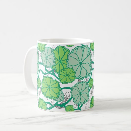 Lily Pad Koi Pond Pattern Kaffeetasse (Vorderseite Links)