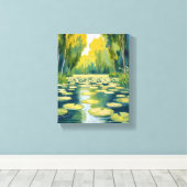 Lily Pad Pond | Green Watercolor Nature Leinwanddruck (Insitu (Holzboden))