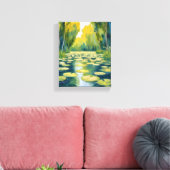 Lily Pad Pond | Green Watercolor Nature Leinwanddruck (Insitu (Wohnzimmer))