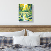 Lily Pad Pond | Green Watercolor Nature Leinwanddruck (Insitu (Schlafzimmer))